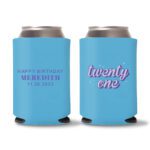 21st Birthday Koozies D17- Cyan