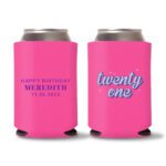 21st Birthday Koozies D17- Pink