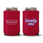 21st Birthday Koozies D17- Red