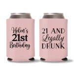 21st birthday koozie D11-Baby Pink