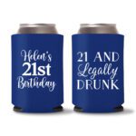 21st birthday koozie D11-Blue