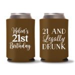 21st birthday koozie D11-Dark Brown