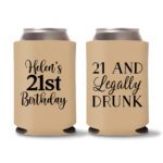 21st birthday koozie D11- Light Brown