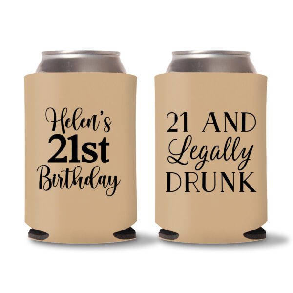 21st birthday koozie D11- Light Brown