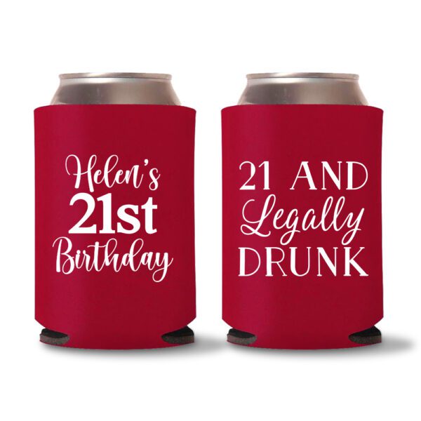 21st birthday koozie D11-Red