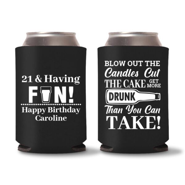 21st birthday koozie D13- Black