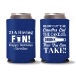 21st birthday koozie D13- Blue