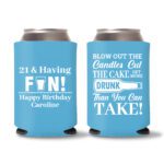 21st birthday koozie D13- Cyan