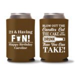 21st birthday koozie D13- Dark Brown