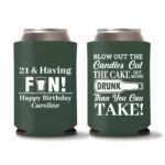 21st birthday koozie D13- Green