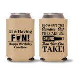 21st birthday koozie D13- Light Brown