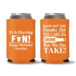 21st birthday koozie D13- Orange
