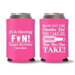 21st birthday koozie D13- Pink