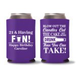 21st birthday koozie D13- Purple