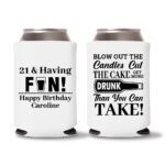 21st birthday koozie D13- White