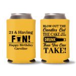 21st birthday koozie D13- Yellow