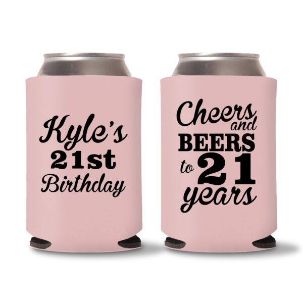 21st birthday koozie D14- Baby Pink