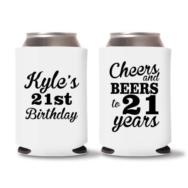 21st birthday koozie D14- White