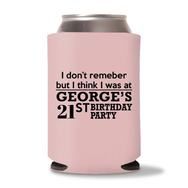 21st birthday koozie D15- Baby Pink