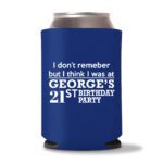 21st birthday koozie D15- Blue