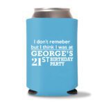 21st birthday koozie D15- Cyan
