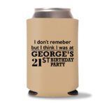 21st birthday koozie D15- Light Brown