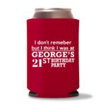 21st birthday koozie D15- Red