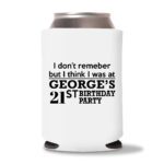 21st birthday koozie D15- White