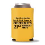 21st birthday koozie D15- Yellow