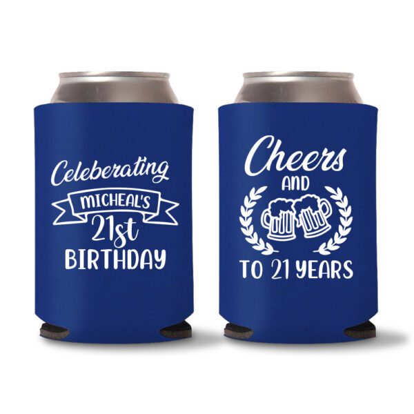 21st birthday koozie D16- Blue