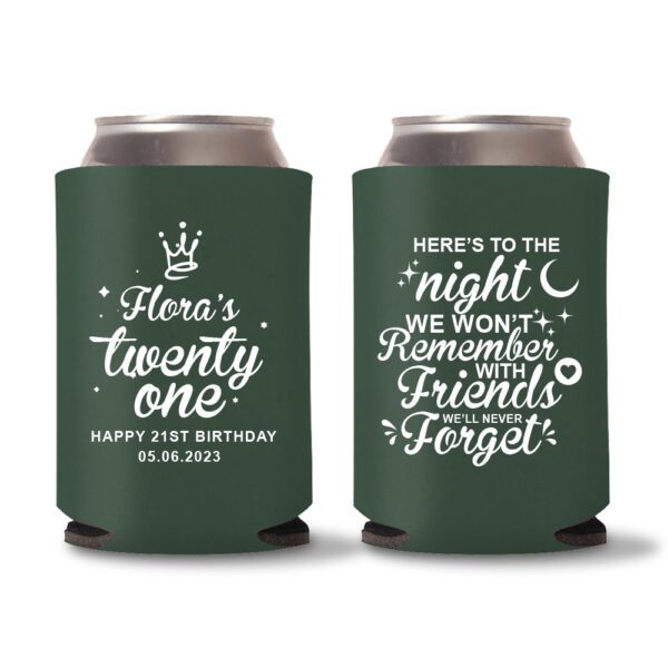 21st birthday koozie D18- Green