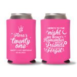 21st birthday koozie D18- Pink