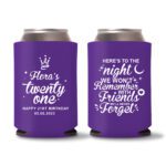 21st birthday koozie D18- Purple