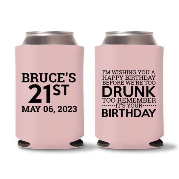 21st birthday koozie D19- Baby Pink