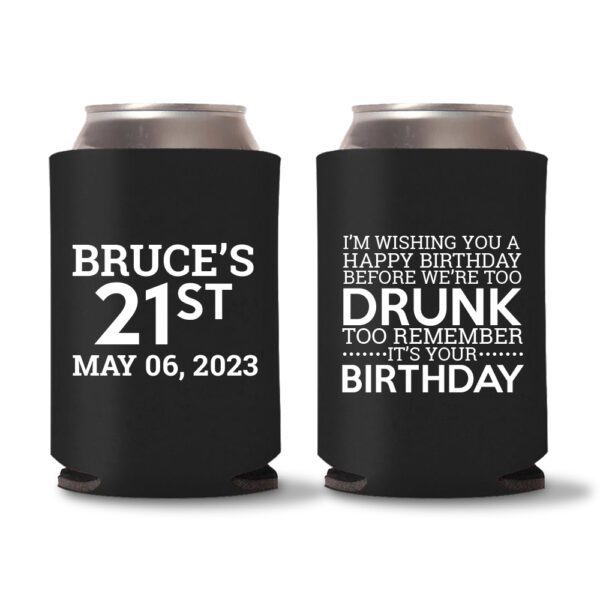 21st birthday koozie D19- Black