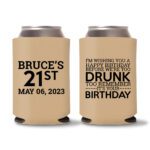 21st birthday koozie D19- Light Brown