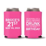 21st birthday koozie D19- Pink