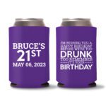 21st birthday koozie D19- Purple