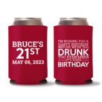 21st birthday koozie D19- Red