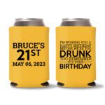 21st birthday koozie D19- Yellow
