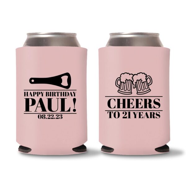 21st birthday koozie D20- Baby Pink