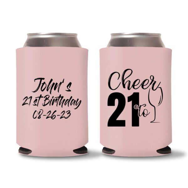 21st birthday koozie D21- Baby Pink