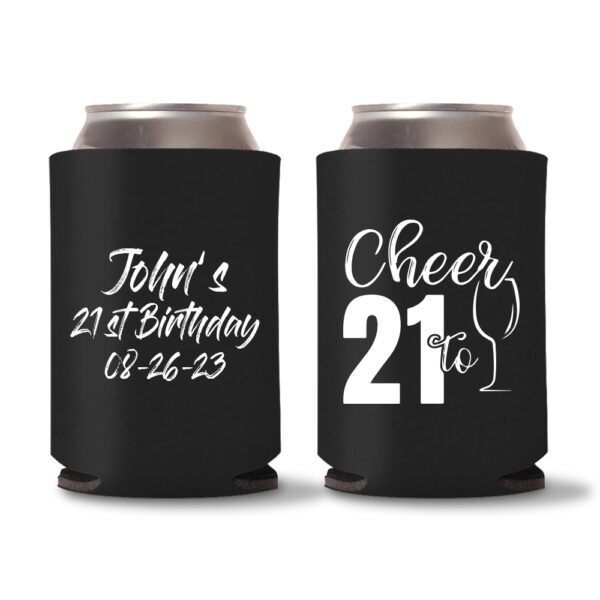 21st birthday koozie D21- Black