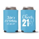 21st birthday koozie D21- Cyan