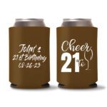 21st birthday koozie D21- Dark Brown