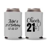21st birthday koozie D21- Gray