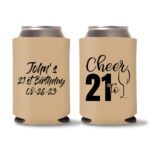 21st birthday koozie D21- Light Brown