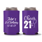 21st birthday koozie D21- Purple