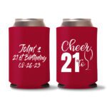 21st birthday koozie D21- Red