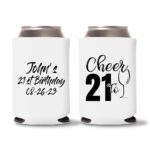 21st birthday koozie D21- White